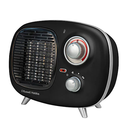 Russell Hobbs Fan Heater 1500W Portable Electric Retro Black Ceramic Heater RHRETPTC2001B 1 Russell Hobbs Fan Heater 1500W Portable Electric Retro Black Ceramic Heater RHRETPTC2001B