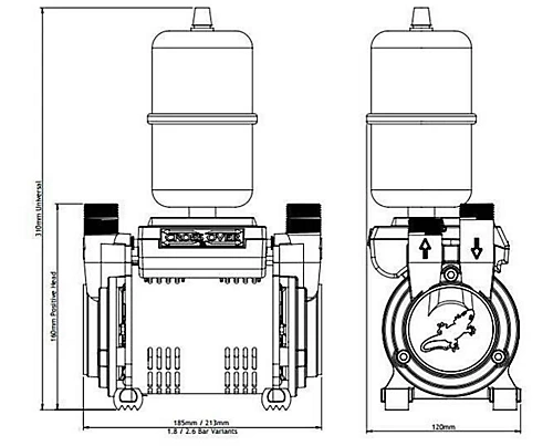 Salamander CT60BU 1.8 Bar Twin Impeller Universal Head Regenerative Shower Pump 3 Salamander CT60BU 1.8 Bar Twin Impeller Universal Head Regenerative Shower Pump - Image 3