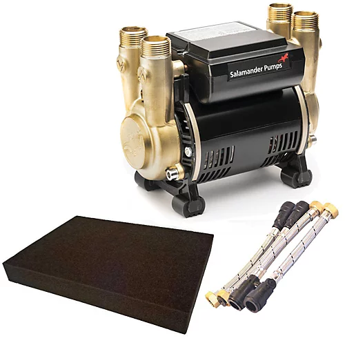 Salamander CTFORCE 30PT 3.0 Bar Brass Twin Impeller Shower Pump + Hoses + Mat 1 Salamander CTFORCE 30PT 3.0 Bar Brass Twin Impeller Shower Pump + Hoses + Mat