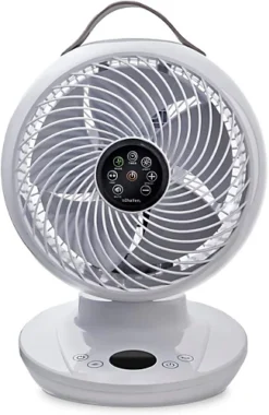Schallen White Oscillating Small Quiet Silent Air Cooling Table Desktop Circulator Fan With LCD Display & Remote Control
