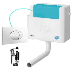 Side Entry Concealed Toilet Cistern WC With Dual Flush Polished Chrome Plate - Includes WRAS Internals & Pipe