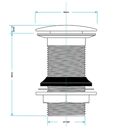 SPARES2GO Clicker Basin Waste Bathroom / Kitchen Sink Plug 1 1/4" Round Black (Unslotted) 2 SPARES2GO Clicker Basin Waste Bathroom / Kitchen Sink Plug 1 1/4" Round Black (Unslotted) - Image 2