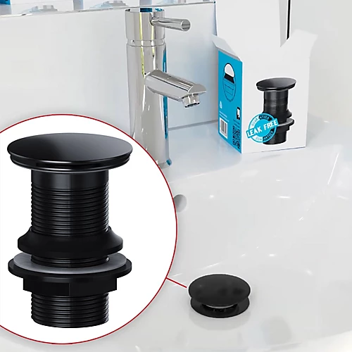 SPARES2GO Clicker Basin Waste Bathroom / Kitchen Sink Plug 1 1/4" Round Black (Unslotted) 3 SPARES2GO Clicker Basin Waste Bathroom / Kitchen Sink Plug 1 1/4" Round Black (Unslotted) - Image 3