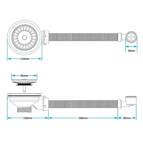 SPARES2GO Sink Strainer Basket Round Overflow Waste Drain Plug Chrome Plated Stainless Steel Kitchen Bathroom Basin (40mm, 1 1/2") 2 SPARES2GO Sink Strainer Basket Round Overflow Waste Drain Plug Chrome Plated Stainless Steel Kitchen Bathroom Basin (40mm, 1 1/2") - Image 2