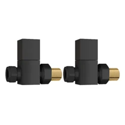 Straight Black Radiator Valves (Square)