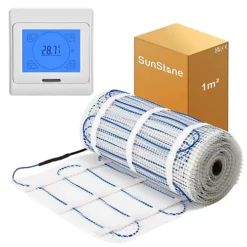 SunStone 1m² Electric Underfloor Heating PVC Sticky Mat With White Touch Thermostat
