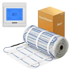 SunStone 3m² Electric Underfloor Heating PVC Sticky Mat With White Touch Thermostat