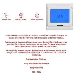 SunStone 3m² Electric Underfloor Heating PVC Sticky Mat With White Touch Thermostat 5 SunStone 3m² Electric Underfloor Heating PVC Sticky Mat With White Touch Thermostat -Diy sunstone 3m electric underfloor heating pvc sticky mat with white touch thermostat5060996133415 03c MP