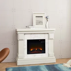 Teamson Home VNF-00115WM-UK White Marble Electric Free Standing Indoor Fireplace Inc Touchscreen+Remote -Diy teamson home vnf 00115wm uk white marble electric free standing indoor fireplace inc touchscreen remote0810083330372 03c MP