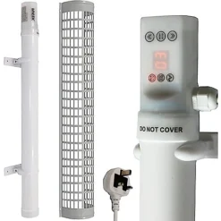 Tubular Heater 120W Low Energy - Tube 64cm And Cage Guard 61cm - Built In Digital Timer