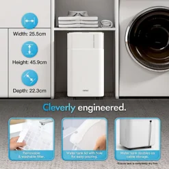 VonHaus 12L/Day Dehumidifier, 24 Hr Timer, Continuous Drainage, For Damp/Condensation, Laundry Drying, Mould/Smell Control -Diy vonhaus 12l day dehumidifier 24 hr timer continuous drainage for damp condensation laundry drying mould smell control5056115707124 04c MP