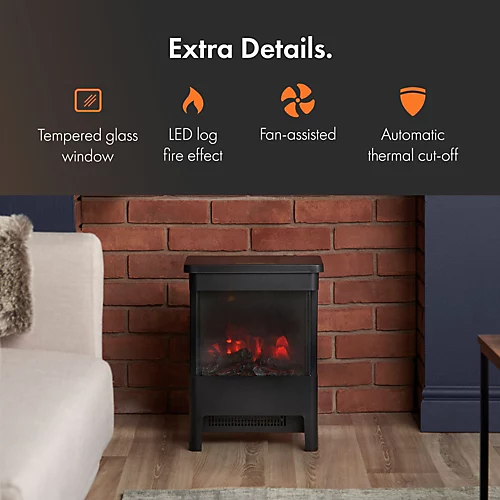 VonHaus Electric Stove Heater 1900W, Portable Electric Fireplace W/ Indoor Log/Wood Burner LED Effect & Adjustable Thermostat 4 VonHaus Electric Stove Heater 1900W, Portable Electric Fireplace W/ Indoor Log/Wood Burner LED Effect & Adjustable Thermostat - Image 4
