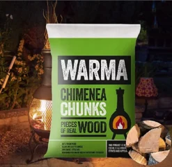 Warma Chimenea Wood Chunks Kiln Dried Hardwood Logs Fire Pit Fuel 7kg