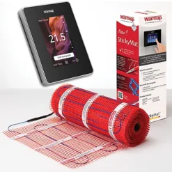 Warmup 3m² Electric Underfloor Heating Sticky Mat & 6iE WiFi Smart Thermostat - Onyx Black