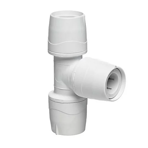 X10 Polypipe PolyMax MAX222 22mm Pushfit Equal Tee White 1 X10 Polypipe PolyMax MAX222 22mm Pushfit Equal Tee White